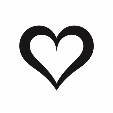 Mininalist simple basic cartoon heart outline silhouette SVG Clipart, black and white, isolated on white background