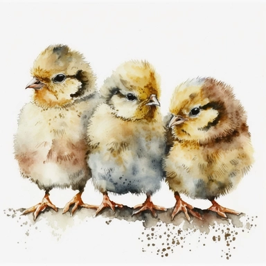 watercolor three cute baby chicks freshly hatched saying hungry clipart white background