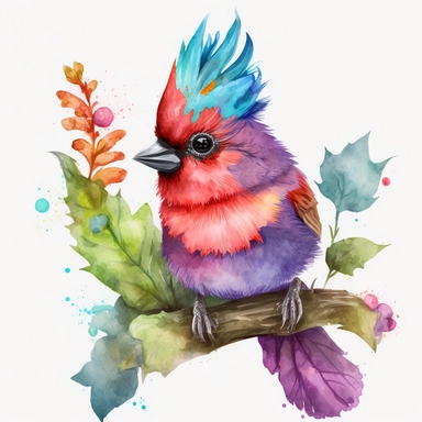 watercolor baby cardinal clipart cute bright colors