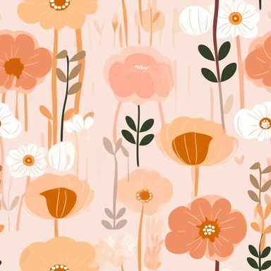 light pink and light brown flower cliparts, in the style of victor pasmore, light orange and light pink, free brushwork, henri rousseau, stencils, mural-like compositions, elsa beskow, minimal art