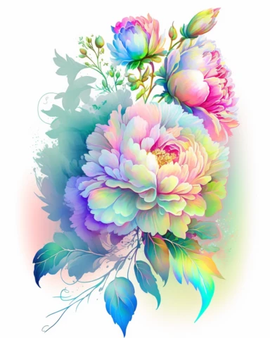 soft colorful neon pastel colored floral arrangement clipart, soft and subtle, colorful neon fairy pastel colors watercolor style, fawncore, plain white background, colorful neon pastel roses peonies gerberas tulips, excellent depth of shading in soft watercolor style, neon pastel colorful soft watercolor artwork, plain white background for transparent editing