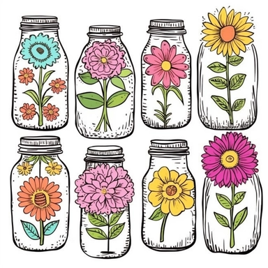 Flower Doodle Clip Art / Hand Drawn Flowers / Flowers in Jars / Digital Download / Summer Clip Art / Whimsical Flowers Flower Doodle, Clip Art, Hand Drawn Flowers, Flowers in Jars, Digital Download, Summer Clip Art, Whimsical Flowers, Flowers, Mason Jars, Hand Drawn, Summer Graphics, Spring Graphics, Floral Clipart