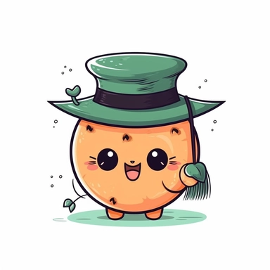 Graduation Cantaloupe kawaii cute vector clipart white background with margins lovely
