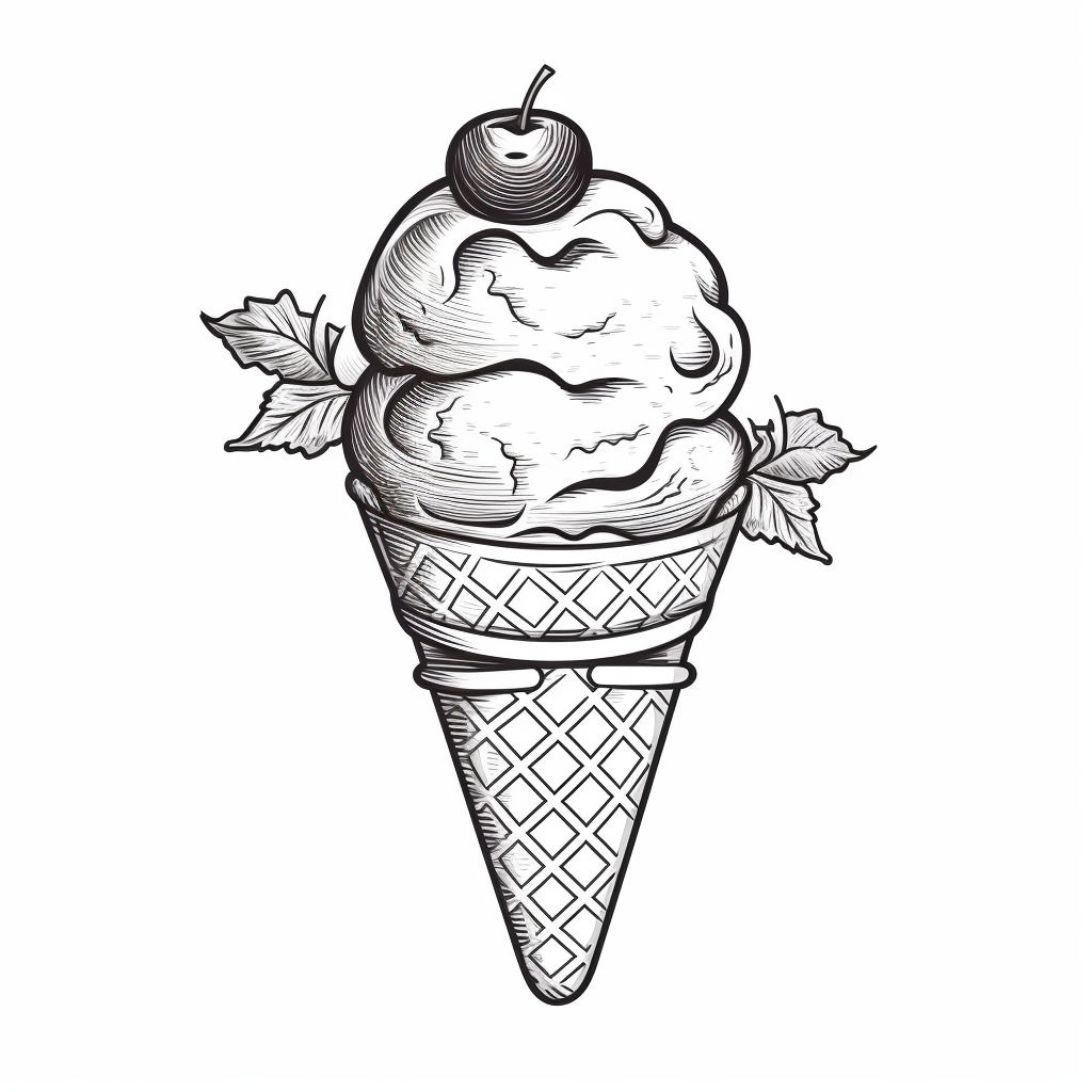 ice cream clipart black and white