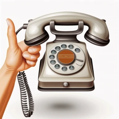 clipart, person holding an old style phone , white background, v4