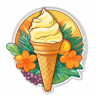Step into a tropical paradise with a delightful clipart illustration featuring a refreshing mango ice cream in a playful cartoon style against a pristine white background. Picture a delightful ice cream cone topped with a generous scoop of mango goodness, radiating the cool and sweet essence of summer. Utilize a vibrant and lively color palette, incorporating shades of vibrant oranges, creamy yellows, and playful accents of white, to capture the mouthwatering allure of mango ice cream. Enhance t