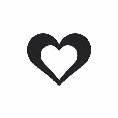 a black and white heart on a white background