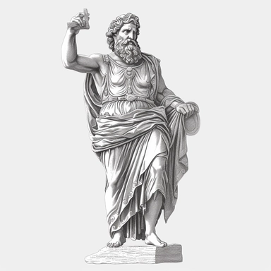 ancient greek statue, vintage style, white background, clipart
