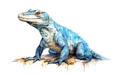 Watercolor, Crocodile Monitor Reptile, clipart, hd, on a white background, spaced out