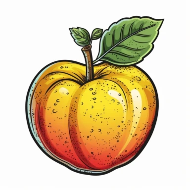 Drawn apple, isolated on a plain solid white background, clipart