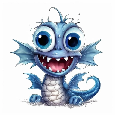a Deep-Sea Dragonfish, deep-sea creature, knitted painting texture, Perfect for nursery art and children's book illustration style, simple, cute, full color, clipart, watercolor illustration, single object, high definition 8k, white background for removing background