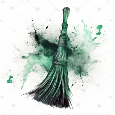 witch broom clipart image , in the style of mystic mechanisms ,pencil art illustrations, Isolated white background, reimagined by industrial light and magic, lith printing, illusory images, watercolor clipart, very subtle emerald tones, , ,