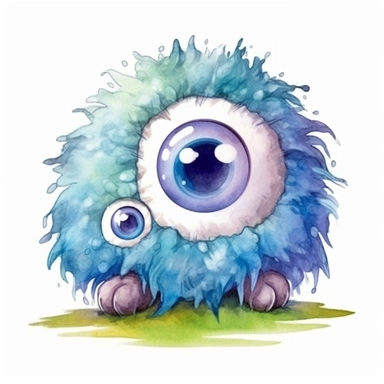 A super-cute monster, one eye, knitted painting texture, Perfect for nursery art and children's book illustration style, simple, cute, full color, clipart, watercolor illustration, single object, high definition 8k, white background for removing background