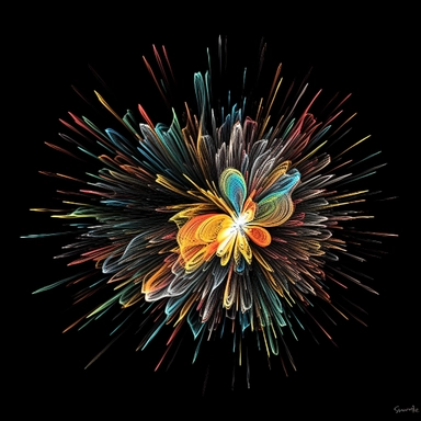 sketch clipart of a Big Bang, hd, on black background, spaced out,--ar 3:2