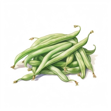 green beans, watercolor style, clipart, white background, vector