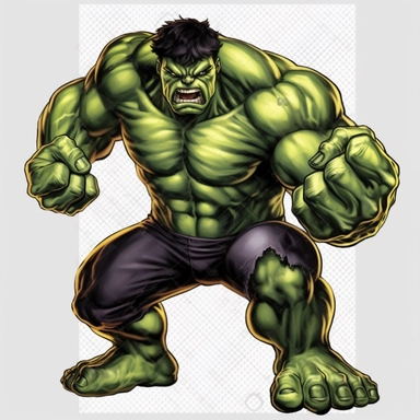 a single clipart image png graphic of a Comic V2 Vibrant Avenger Superhero Hulk
