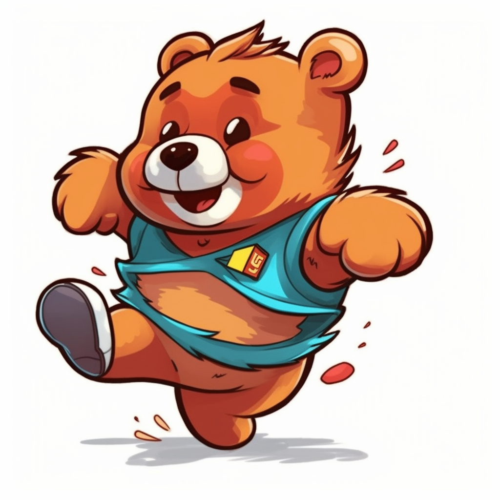 cute cartoon drawing of a bear carrying an envolope running clipart ...