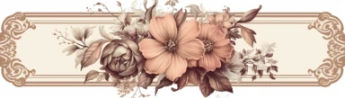 vintage inspired printable rectangle label with intricate sepia colored borders and hand drawn details. detailed with soft watercolor flowers. No text. Isolated clipart on solid white background
