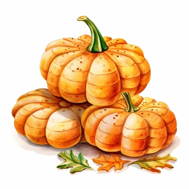 pumpkin shaped cookies, fall theme, Watercolor Clipart, isolated object, 3d render, photorealistic, hd, insanely detailed, white background
