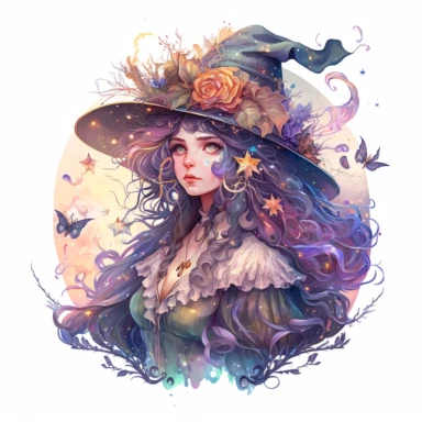 beautiful witch, watercolor clipart reading, in the style of the stars art group (xing xing), tanya shatseva, artgerm, Victor Nizovtsev, Josephine Wall, pastel colors scheme, charming character illustrations, cute cartoon, beautiful facial features, detailed costumes, lovely, uhd image, transparent/translucent medium, bloomcore, matte painting, white background, Nita Engle, Anne Kullberg, Yee Chong, Larissa Ria Loomans –seed 3485400104