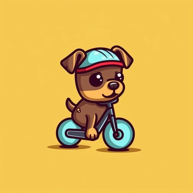 bike cartoon clip art dog, in the style of flat shading, minimalistic design, precisionist art, kawaii, realistic, dansaekhwa, eye-catching