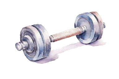 watercolor art of dumbbells clipart, subtle pastel grey color variation, detailed, on white background, 4k uhd