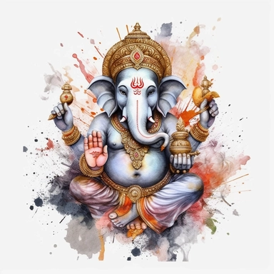 realistic watercolor ganesh clipart illustration