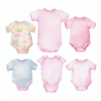 watercolor,clipart,baby clothes onesies
