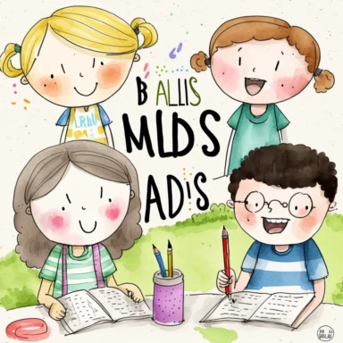 picture of kids writing mad libs clipart watercolor