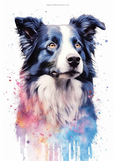 watercolor clipart, a Border Collie, full body, Pastel, luminous, glowy, illustration, simple, pencil drawn, vivid colors, by amy sol and magali villeneuve and susan bourdet and ross tran, intricate, illustration, 8k, png, isolated on white background