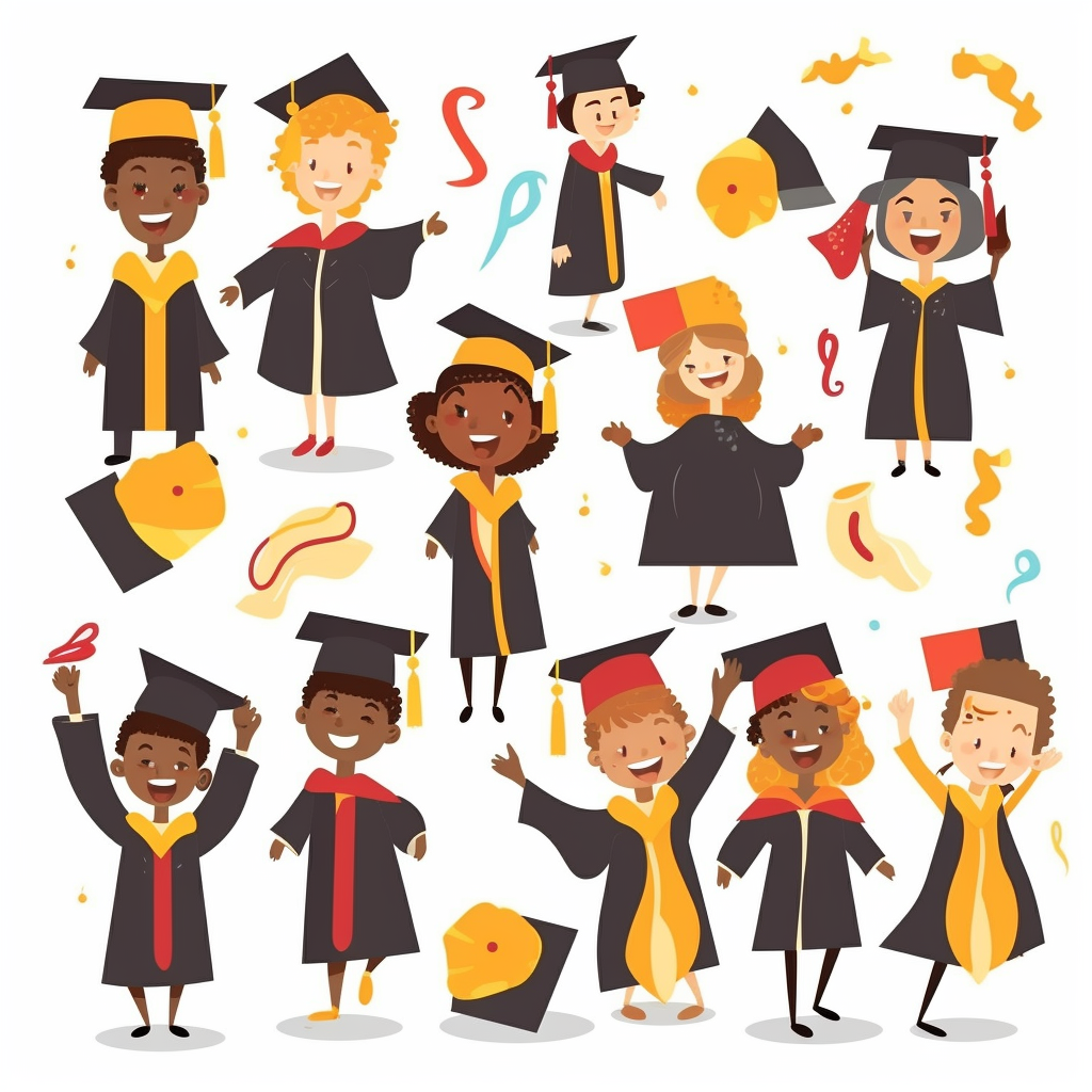 Design a clipart set that depicts graduation elements such as graduates ...