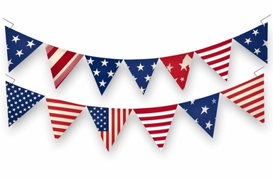 Vector USA garland of flags. Independence day bunting clipart. Triangles. Flag with stars and striped flag.