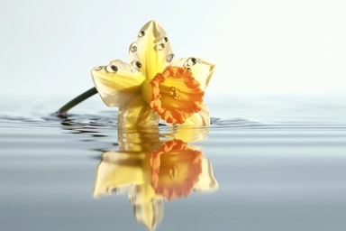 daffodil flower clipart, flooded sun, realistic photo, photography, 8k