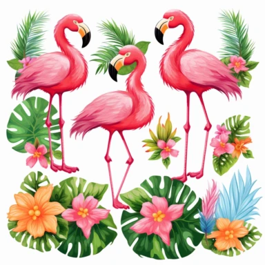 cute flamingo clipart luau clipart tropical luau clipart Hawaii clipart tiki clipart summer clipart