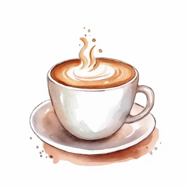 Clipart de bebida de café de acuarela. Ilustraciones de taza de café. Logotipo de café con el logotipo de café clip art imprimible. Cafetería clipart de bebidas capuchino