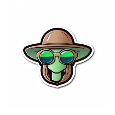 8-bit nostalgiasticker logo martian with sunglasses and hat, in the style of pensive portraiture, alien is humorously poorly disguised, incognito cartoony, you can see planets in reflection of glasses, clipart-style logo black&white thick-lines simple [remove all details] white background