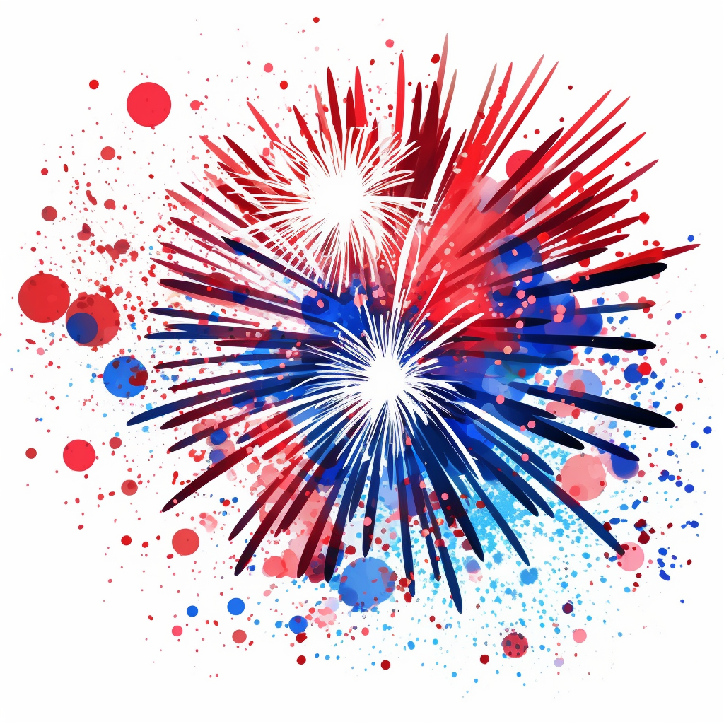 4th Of July Fireworks Red White And Blue Colors Cartoon White Background Clipart Clip Art 8139