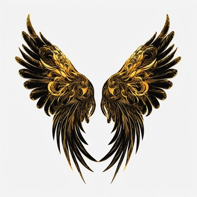 abstract devil wings, devil wings clipart, black colors Feather wings png, dark angel wings png, Angel clipart, Spiritual clipart, abstract clipart, Feather png ,vector , white background , plain white background,vector,hd,4k,8k,back view ,symmetric , armor plated , golden plated