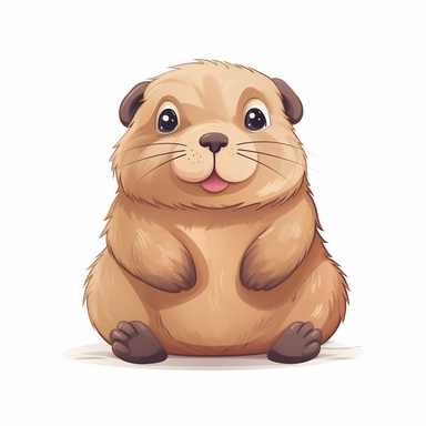 cute baby Groundhog clipart, happy, animal only, isolated on white background, illustration, pastel colors, no shadow, vector, high definition, Full HD, 8k