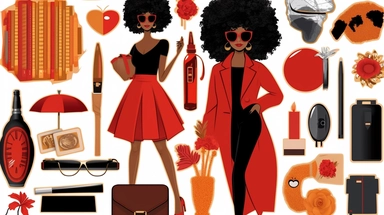 Black Woman ClipArt, Rich Auntie ClipArt, Digital Stickers, African American Clip, Digital Planner Stickers, Black Girl Clipart, travel, red