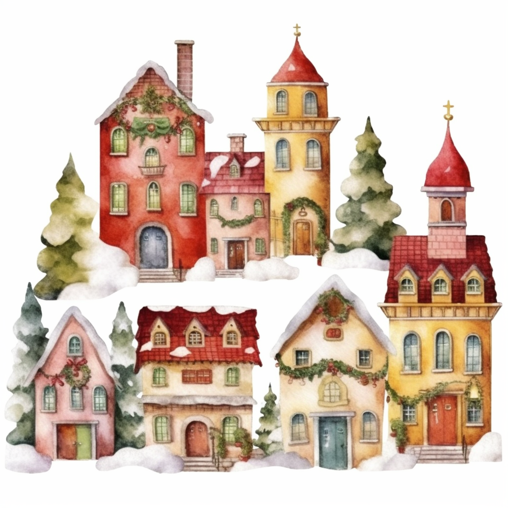 christmas village cliparts