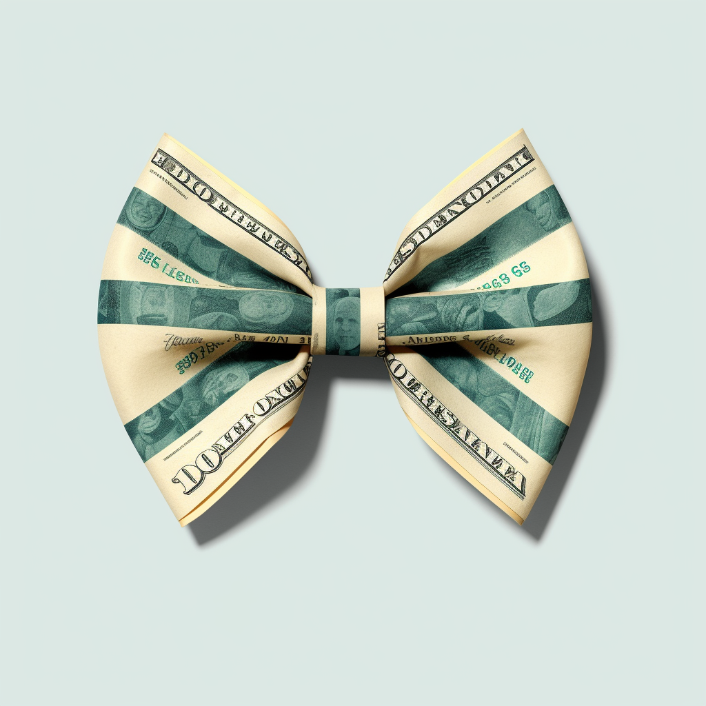 one hundred dollar bill bow clipart, in the style of carsten holler ...