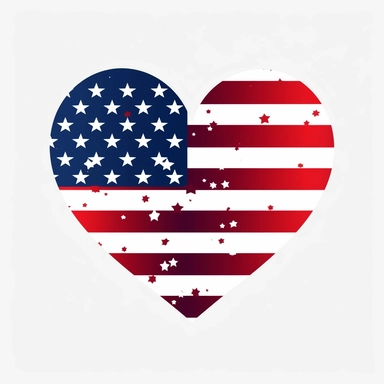 heart with american flag, clip art, vector, white background