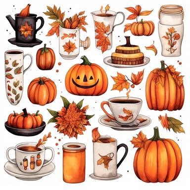 Pumpkin spice & everything nice clipart,White backgroun - @Royeldesk Digital Agency (fast)