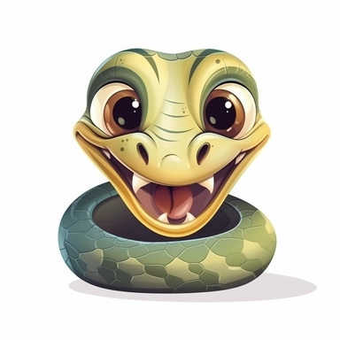 fantasy happy cute cobra face, cartoon, clipart, mascot, isolated on white background