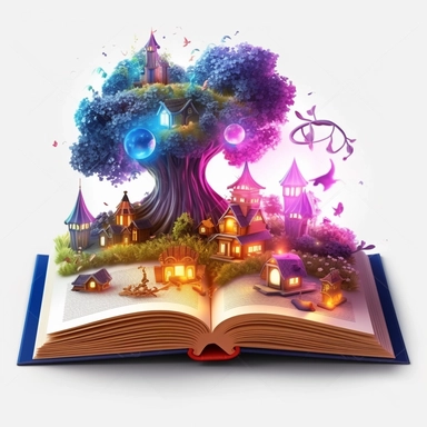 Enchanting storybook clipart, isolated on pure white background, high detail, 8k, realistic illustration, glowing dark background