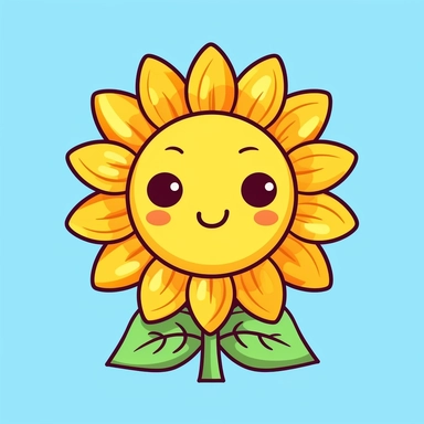 kawaii clipart of a sunflower, vibrant colors