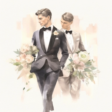 wedding watercolor graphics, subtle neutral pastel tones, sparklecore, embossed paper, Create a dashing wedding clipart featuring sleek and polished groom's tuxedo, exuding a sense of style and refinement, completing the groom's ensemble for a truly memorable wedding celebration, candid, multi-layered