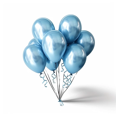 a small bundle of blue balloons, clipart, white background