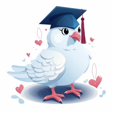 Graduation Dove flat vector clipart white background with margins lovely